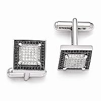 925 Sterling Silver and CZ Cubic Zirconia Simulated Diamond Brilliant Embers Cuff Links Measures 13x13mm Wide Jewelry Gifts for Men