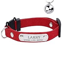 Yonsbox Personalized Anti Strangulation Kitten Cat Collars with Bell Breakaway Quick Release Custom Engraved Cat Collar with Name Tag Adjustable Cute Cat Collars for Male Female Boy Girl Cats