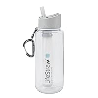 LifeStraw Go Water Filter Bottles with 2-Stage Integrated Filter Straw for Hiking, Backpacking, and Travel, 1L; Clear 1L