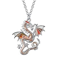Enamel Alloy Novelty Dragon Necklace Dinosaur Pendant Charms Jewelry Gifts for Women Girls Kids