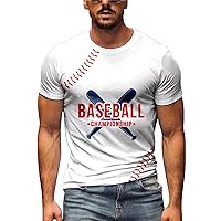 Baseball T Shirts for Men Novelty Print Stretch Casual Short Sleeve Tee Shirt Slim Fit Crew Neck Muscle Athletic Gym Tops