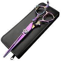 6 inch 440c purple professional hairdressing scissors barber shop hairdresser hair cutting and thinning tool (Full set) (6 inch cutting)