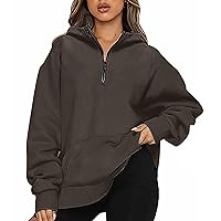 Trendy Oversized Sweatshirts Womens Fleece Pullover Tops Casual Half Zip Sweater Winter Fall Y2K Athletic Fit Shirt