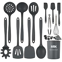Kitchen Utensils Set, 24 Pcs Silicone Cooking Baking Spatula Spoon Utensils Sets with Holder for Nonstick Cookware, 446°F Heat Resistant, Kitchen Gadgets Tools Essentials for New Home, Dishwasher Safe
