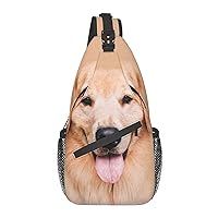 Golden Retriever Aesthetics Chest Bag Shoulder Bag, Cute Animals Sling Backpack Casual Travel Bag For Men And Women