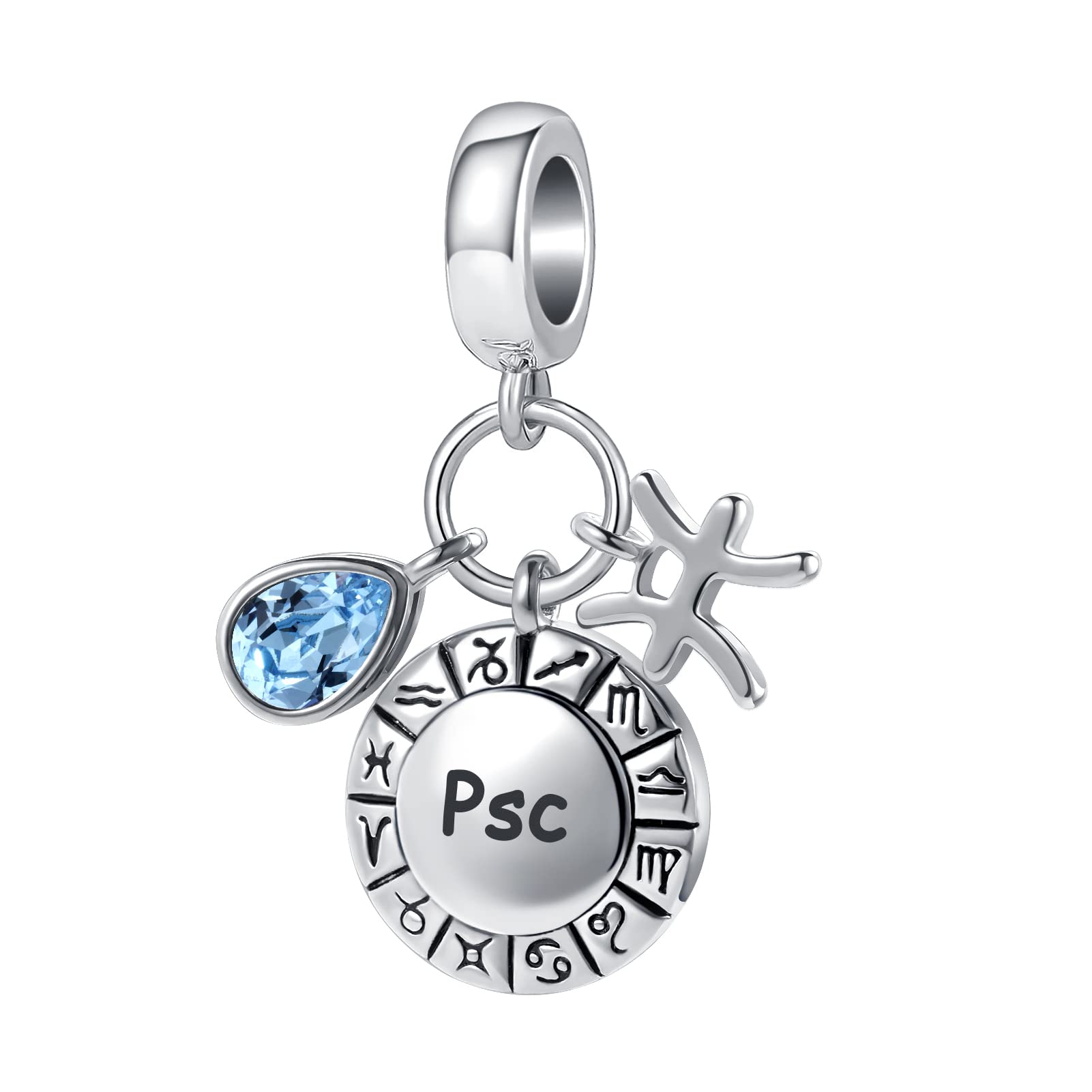 QeenseKc 12 Zodiac Sign Teardrop Birthstone Birthday Charm Constellation Bead for Pandora Bracelet