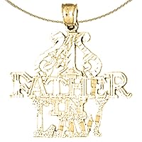 Jewels Obsession Silver Saying Necklace | 14K Yellow Gold-plated 925 Silver #1 Father-in-Law Saying Pendant with 18