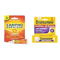 Campho-Phenique Cold Sore Treatment, 0.23 Oz and Dramamine Motion Sickness Relief Less Drowsey Formula, 8 Count