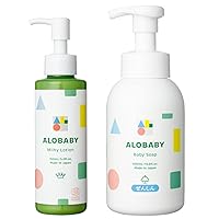 ALOBABY Allobaby Organic Skin Care Set (Milk Lotion 5.1 fl oz (150 ml) + Baby Soap, 13.5 fl oz (400 ml), Moisturizing/Washing, 100% Natural Origin Made in Japan