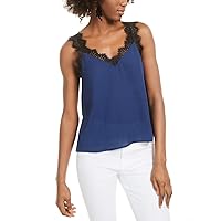 Q & A Womens Lace V-Neck Camisole Top Navy XL