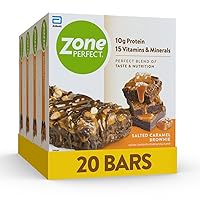 ZonePerfect Protein Bars, 10g Protein, 18 Vitamins & Minerals, Nutritious Snack Bar, Salted Caramel Brownie, 20 Bars
