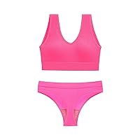 Women's Sports Suspender Bra Tank Top Pants Set Solid Color Sexy Panties Underwear Without Steel Rings Yoga Fitness