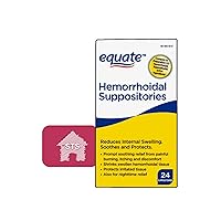 Equate Hemorrhoidal Suppositories, Relief from Burning, Itching and Discomfort of Hemorrhoids, 24 Count (Pack of 1) + STS Sticker.