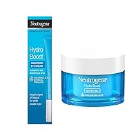 Neutrogena Hydro Boost Water Gel Facial Moisturizer with Hyaluronic Acid for Normal to Combination Skin 50 ml (1.7 oz) and Neutrogena Hydro Boost Awakening Hydrating Eye Cream Gel, 0.5 oz