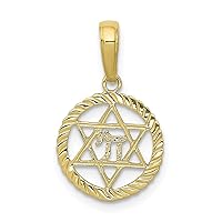 10k Gold Religious Judaica Star of David and Chi In Circle Pendant Necklace Measures 18x12mm Wide Jewelry Gifts for Women