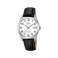 Festina F20446/1 Men's Analogue Quartz Watch with Leather Strap, black, Bracelet