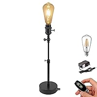 Rechargeable Battery Operated LED Bedside Lamp with Remote RV Adjustable Telescoping Rod Wall Light with 3-Way Socket Retro Matte Black Portable Hallway Light Fixtures Book Light