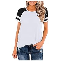 Women’s Casual Summer Shirt Short Sleeve Round Neck T-Shirt Basic Tee Tunic Top Fit Loose with Pocket