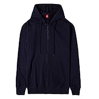 Andongnywell Women's Zipper Long Sleeves Hoodie Drawstring Outwear Casual Solid Color Overcoats with Pockets (Navy,Small)