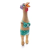 Squawkers Grandma Hippie Chick Latex Rubber Chicken Interactive Dog Toy, Large