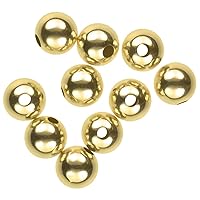 6mm 14K Genuine Solid Gold Hollow Smooth Beads (10 pcs)