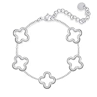 YADUDA Dainty Gold Silver Four Leaf Clover Bracelet for Women Lucky Clover Link Bracelets Wrist Jewelry for Women Girls