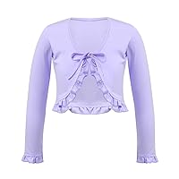TiaoBug Girls Long Sleeve Twist Knot Ballet Dance Classic Warm-up Knit Wrap Top Sweaters Open Front Cardigan Bolero
