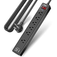 Surge Protector Power Strip (1680J) - Yintar 10Ft Extension Cord with 6 AC Outlets and 3 USB Ports(1USB C) for Home, Office, Dorm Essentials, ETL Listed, Black