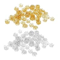 200 Pieces 2 Colors 10mm Flower Bead Caps Findings for Jewelry Making Craft Very Lovely and Practical
