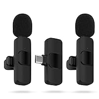 Wireless Lavalier Microphones for iPhone 15 Series,2Pack USB C Samsung S24 A14 iPad Android Phone Lapel Mini Mic for Video Recording,Game Live Streaming,Podcast,Interviews,Wireless Clip Mics for Vlog