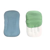 Hooyax Muslin Baby Lounger Covers and Cotton Newborn Lounger Slipcovers Set (Blue & Green)