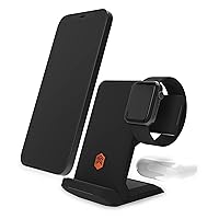 STM ChargeTree Go: 3-in-1 Portable Qi Certified Wireless Charging Station for iPhone 14, 13 & 12 Series, Apple Watch, and AirPods - Foldable and Space Saving Docking Solution - Black