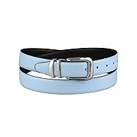 Reversible Belt Solid Colors & Black Bonded Leather Silver-Tone Buckle