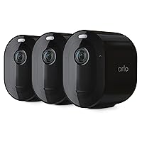 Arlo Pro 4 Spotlight Camera -(Pack of 3) - Wireless Security, 2K Video & HDR, Color Night Vision, 2 Way Audio, Wire-Free, Direct to WiFi No Hub Needed, Black - VMC4350B