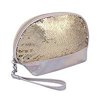 Rectangle Shape Holographic with Sequence Cosmetic Bag Women (Gold)