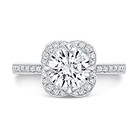 Siyaa Gems 3 CT Round Cut Colorless Moissanite Engagement Rings Wedding Birdal Rings Diamond Ring Anniversary Solitaire Halo Accented Promise Vintage Antique Gold Silver Ring Gift