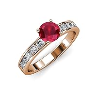 Ruby & Natural Diamond (SI2-I1, G-H) Engagement Ring 1.95 ctw 14K Rose Gold