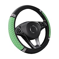 LoyaForba Bling Soft Leather Steering Wheel Cover, 15 Inch Colorful Rhinestones Auto Elastic Steering Wheel Protector, Sparkly Crystal Diamond for Women Girls, Car Accessories for Most Cars (Green)