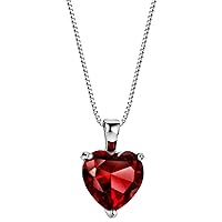 S925 3.6 cttw Rhodolite Garnet Pendant Necklace Heart Solitaire Gemstone Sterling Silver Valentine's Day Wedding Birthstone Jewelry For Women 16-18 Inches, Gemstone, Garnet