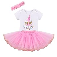 IBTOM CASTLE 1st/2nd/3rd Birthday Outfit for Baby Girls Bunting Fancy Princess Romper+Rainbow Tutu+Headband 3PCS Clothes Set