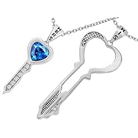 Sterling Silver His and Hers Key to my Heart Couple 2pcs Pendant Necklace