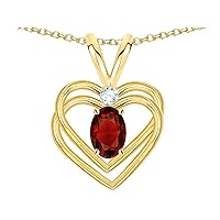 Solid 10k Gold Oval 5x3mm Knotted Double Heart Pendant Necklace