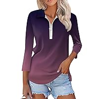 Log in, Summer Tops for Women 2024 Trendy Henley Tunic Tops Zip Up T-Shirts V-Neck Dressy Casual Blouses Loose Fit Pullover Plus Size Fashion Spring Long Sleeve Shirts Clothes(I Purple,X-Large)
