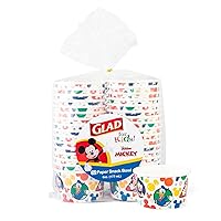 Glad for Kids Disney Mickey and Friends 6oz Paper Snack Bowls, Lids Not Included | Disney Mickey Mouse Paper Snack Bowls, Kids Snack Bowls| Kid-Friendly Paper Snack Cups, 32 Count - 10 Pack