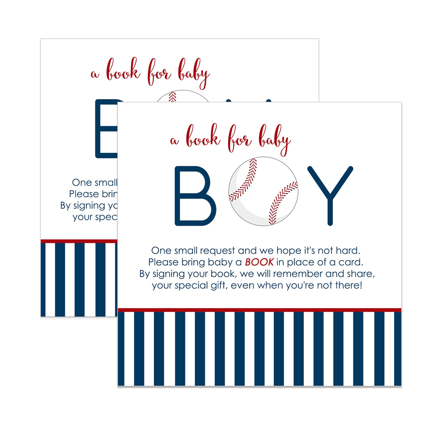 Paper Clever Party Baseball Baby Shower Book Request Cards (25 Pack) Boys Invitation Inserts Blue and Red – Sports Gender Reveal