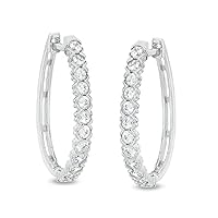 1.50Ct. t.W Round Cut Brilliant Diamond Oval Shape Hoop Earrings Cubic Zirconia in 14K White Gold Plated sterling Silver