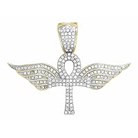 Creative jewels20 2.01 CT Round Cut Diamond Eagle Ankh Cross Angel Wings Women's Wedding Pendant Necklace 14k Yellow Gold Finish 18
