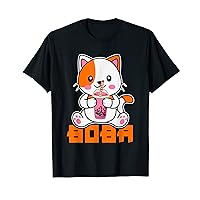 Cute Cat Bubble Tea Boba Anime Neko Kawaii for Girls T-Shirt