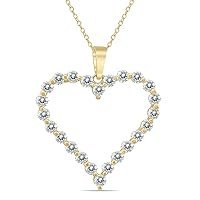 SZUL 1/4 CTW - 1 CTW Diamond Heart Pendant in 14K White Gold and 14K Yellow Gold Options