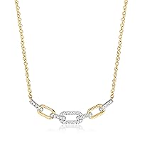 Ross-Simons 0.15 ct. t.w. Diamond Paper Clip Link Necklace in 18kt Gold Over Sterling. 18 inches